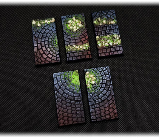 Medieval Road Textured Square Bases for Miniatures – Txarli Factory Thematic Designs – Multiple Sizes & Themes