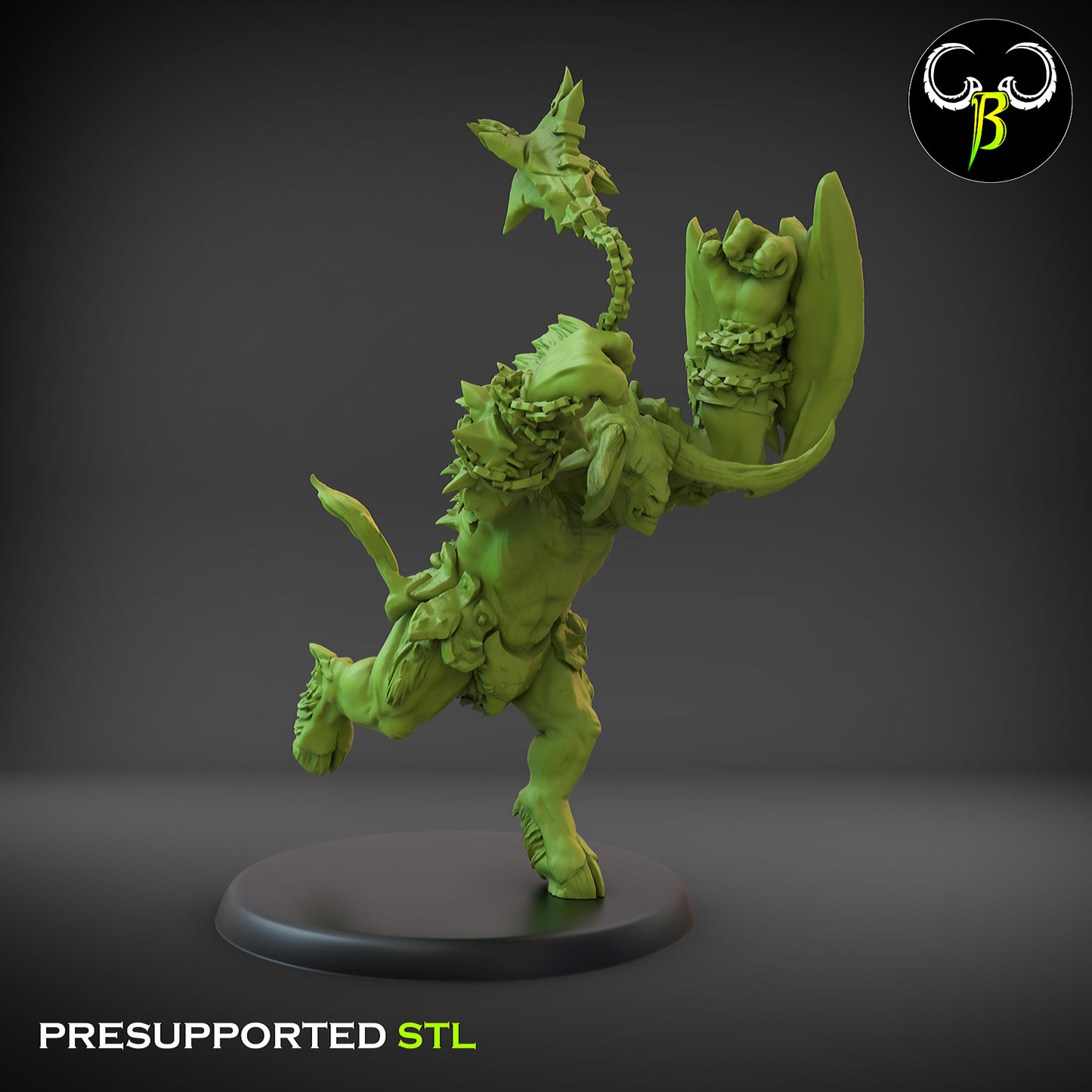 Horned Brutes with Shield - Fallen Beast - Chaos Army - Clay Beast Creations - TheMajorLab