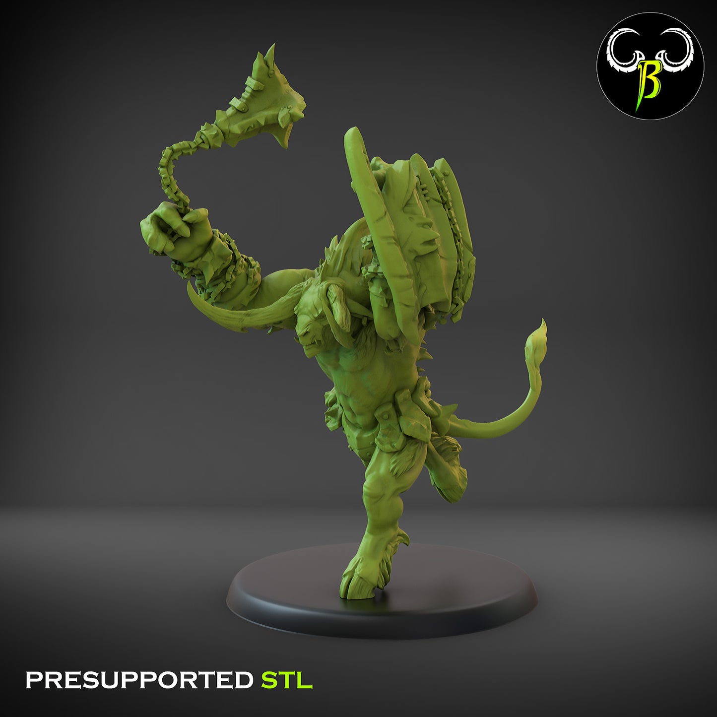 Horned Brutes with Shield - Fallen Beast - Chaos Army - Clay Beast Creations - TheMajorLab