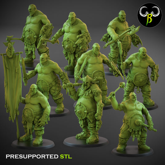 Hunger Sons Shield Squad - Ogre Miniatures for Tabletop Games or TTRPG Clay Beast Creations