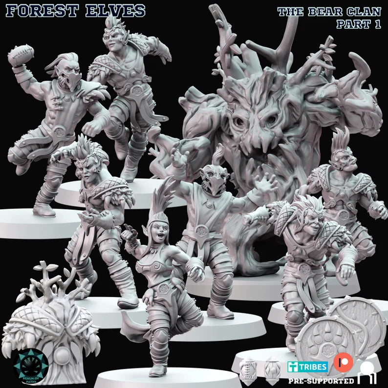 The Bear Clan Wood Elves for Fantasy Football Miniature Tabletop Game Realm of paths