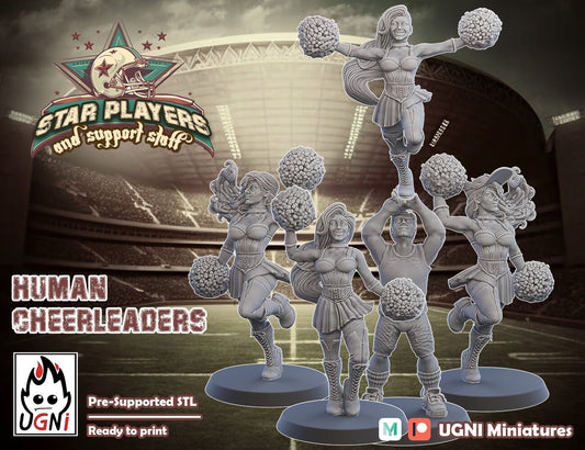 5x Human Cheerleaders | Fantasy Football UGNI Miniatures - TheMajorLab