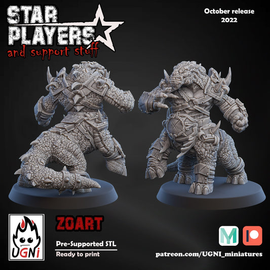 Zoart  | Lizardmen Star Player for Fantasy Football UGNI Miniatures - TheMajorLab