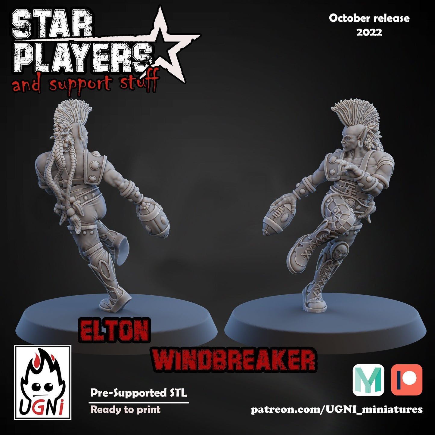 Elton Windbreaker | Elf / Elves Star Player for Fantasy Football UGNI Miniatures - TheMajorLab