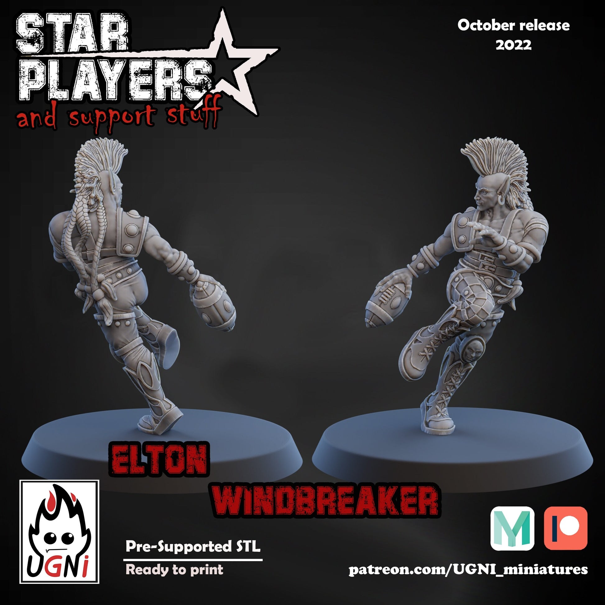 Elton Windbreaker | Elf / Elves Star Player for Fantasy Football UGNI Miniatures - TheMajorLab