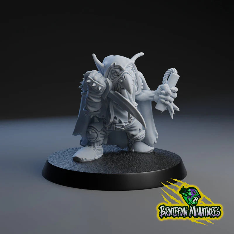 Minisature figurine on a black base with Brutefan Minatures logo.