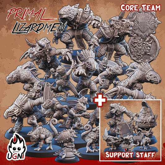 Primal Lizardman Full team staff and star players included | Fantasy Football UGNI Miniatures - TheMajorLab