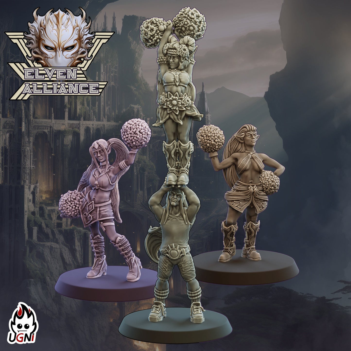 3x Elven Alliance Cheerleaders | Fantasy Football UGNI Miniatures - TheMajorLab