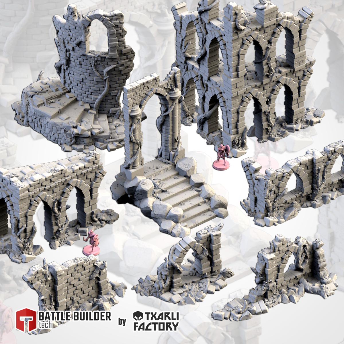 Tabletop Terrain Medieval Ruins for Warhammer Age of Sigmar aos 4th edition 40k Dungeons and Dragons wargame mordheim Txarli Factory