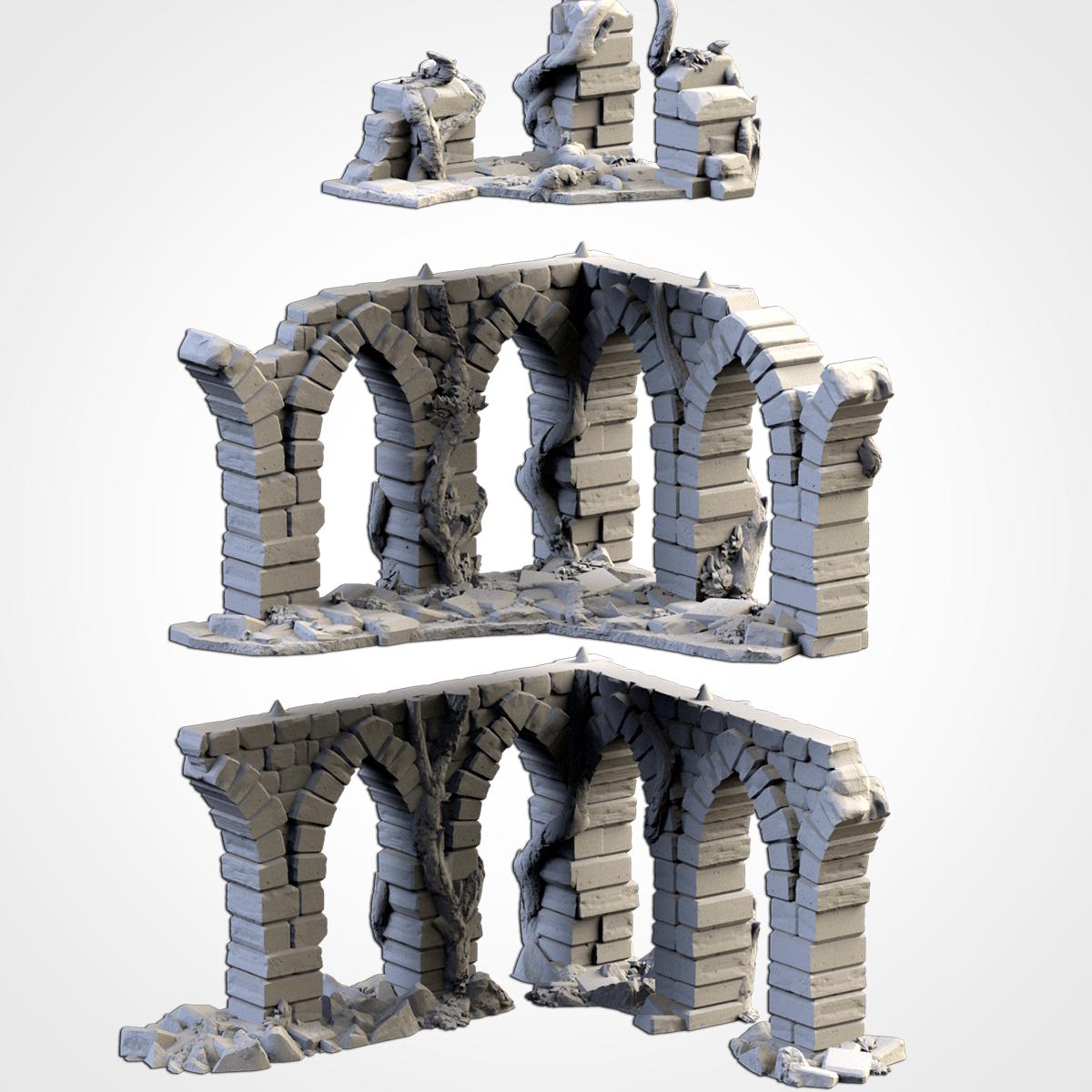 Tabletop Terrain Medieval Ruins for Warhammer Age of Sigmar aos 4th edition 40k Dungeons and Dragons wargame mordheim Txarli Factory