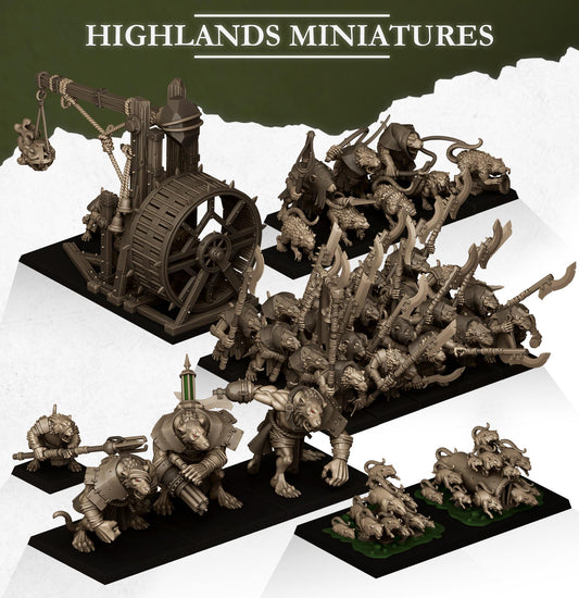 Sewer Vermin Ratmen Army Catapult Bundle – Skaven Miniatures for Tabletop Wargames | Warhammer The Old World & More | Highland Miniatures