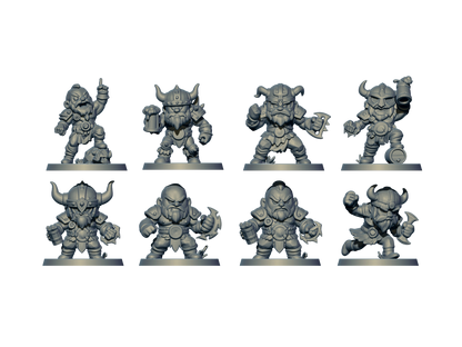 Northmen Chibis – 18 Miniatures High Quality Resin Blood Fantasy Football Bowl Team – Big Head Chibis