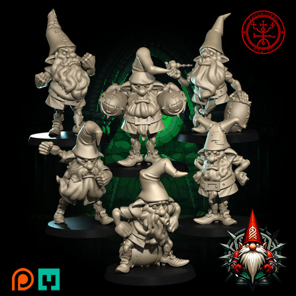 The Gnome Wrecklers Team - 14 High-Quality 3D Print Gnome Miniatures | Blood Fantasy Football Bowl | Torchlight Models