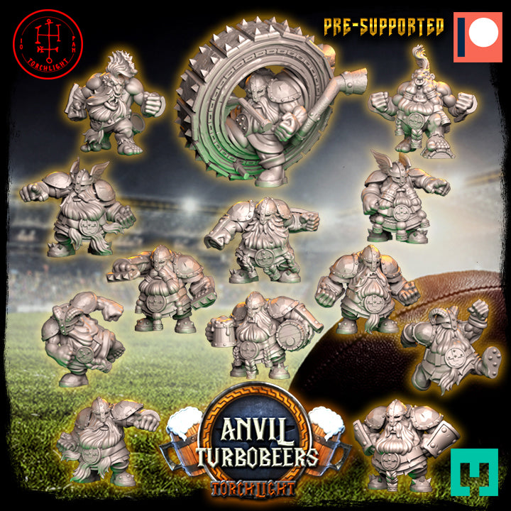 Anvil Turbobeers Dwarf Team for Fantasy Football Miniature Game Tabletop Torchlight Models