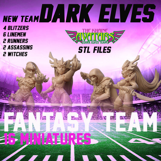 The Khaine Avatars Dark elves team for fantasy football miniature tabletop game Cosmondo
