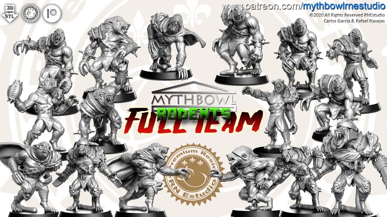 Rodents Ratmen Team for fantasy football miniature tabletop game Mythbowl RN estudio