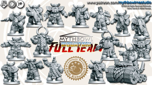 Dwarf Mountain Fantasy Football Team Miniature Tabletop Game Mythbowl RN Estudio