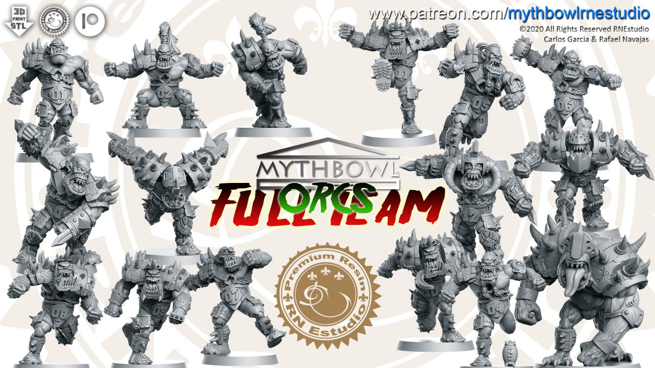 Orc Team for Fantasy Football Miniature Tabletop Game Mythbowl RN estudio