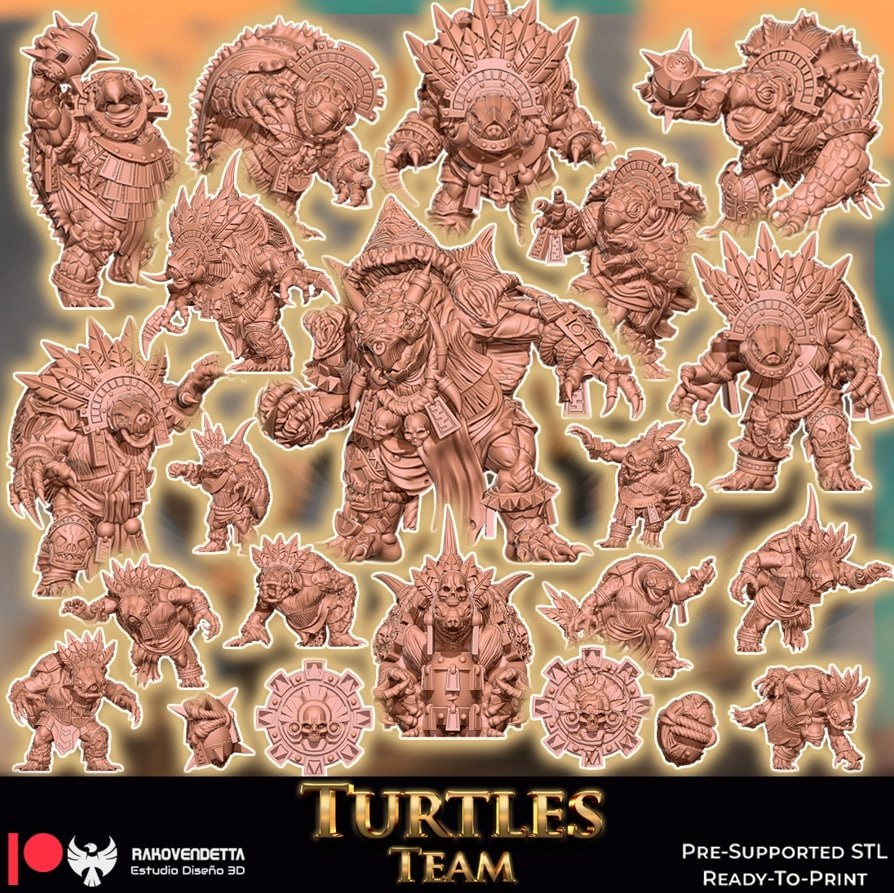 Turtles Lizarmen Team for Fantasy Football Miniature Tabletop Gam Rakovendetta