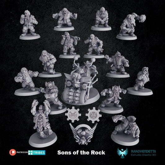 Sons of Rock Dwarf Team for Fantasy Football Miniature Tabletop Game Rakovendetta - TheMajorLab