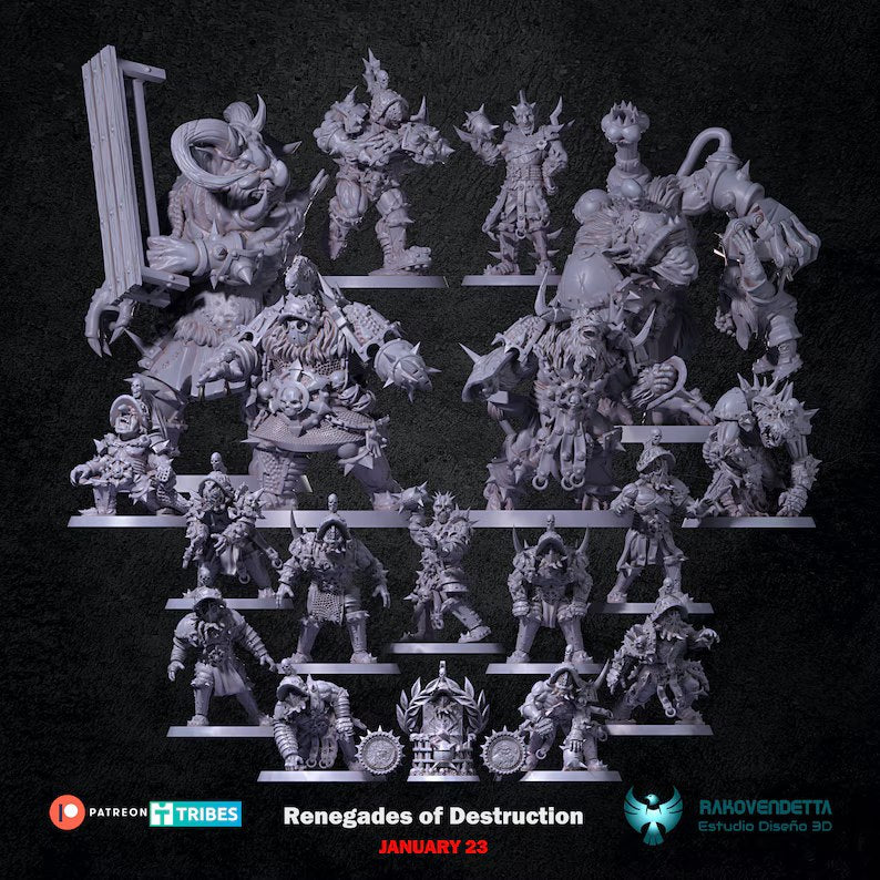 Renegades of Destructions Chaos Outcast Team for Fantasy Football Miniature Tabletop Game Rakovendetta