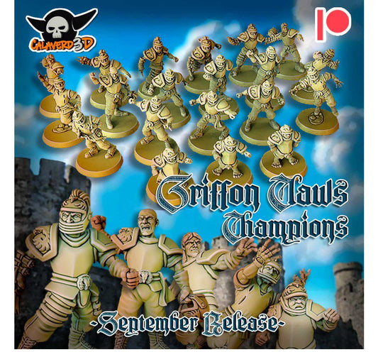 Griffon Claws Champions Humans Team for Fantasy Football Miniature Tabletop Game Calaverd3D