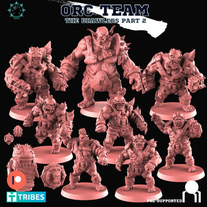 The Brawlers Orc Team for Fantasy Football Miniature Tabletop Game Realm of Paths
