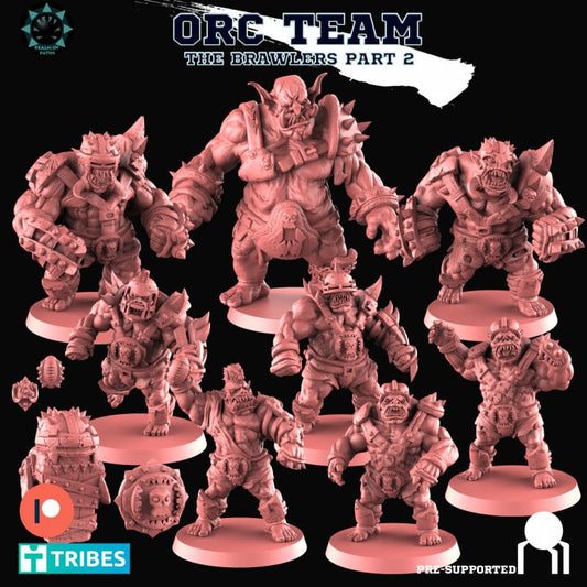 The Brawlers Orc Team for Fantasy Football Miniature Tabletop Game Realm of Paths