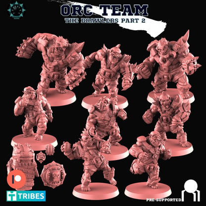 The Brawlers Orc Team for Fantasy Football Miniature Tabletop Game Realm of Paths