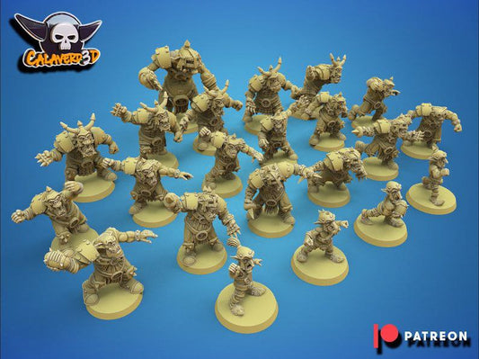 The Skullbreakers orc team for fantasy football miniature tabletop game Calaverd3d