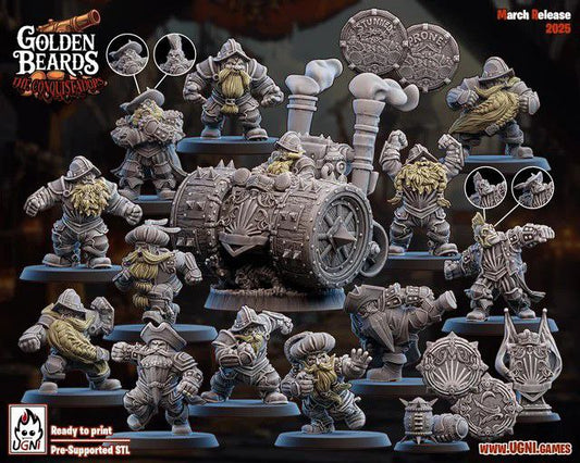 Golden Beards – Dwarf – High Quality Miniatures for Fantasy Football Game – UGNI Miniatures
