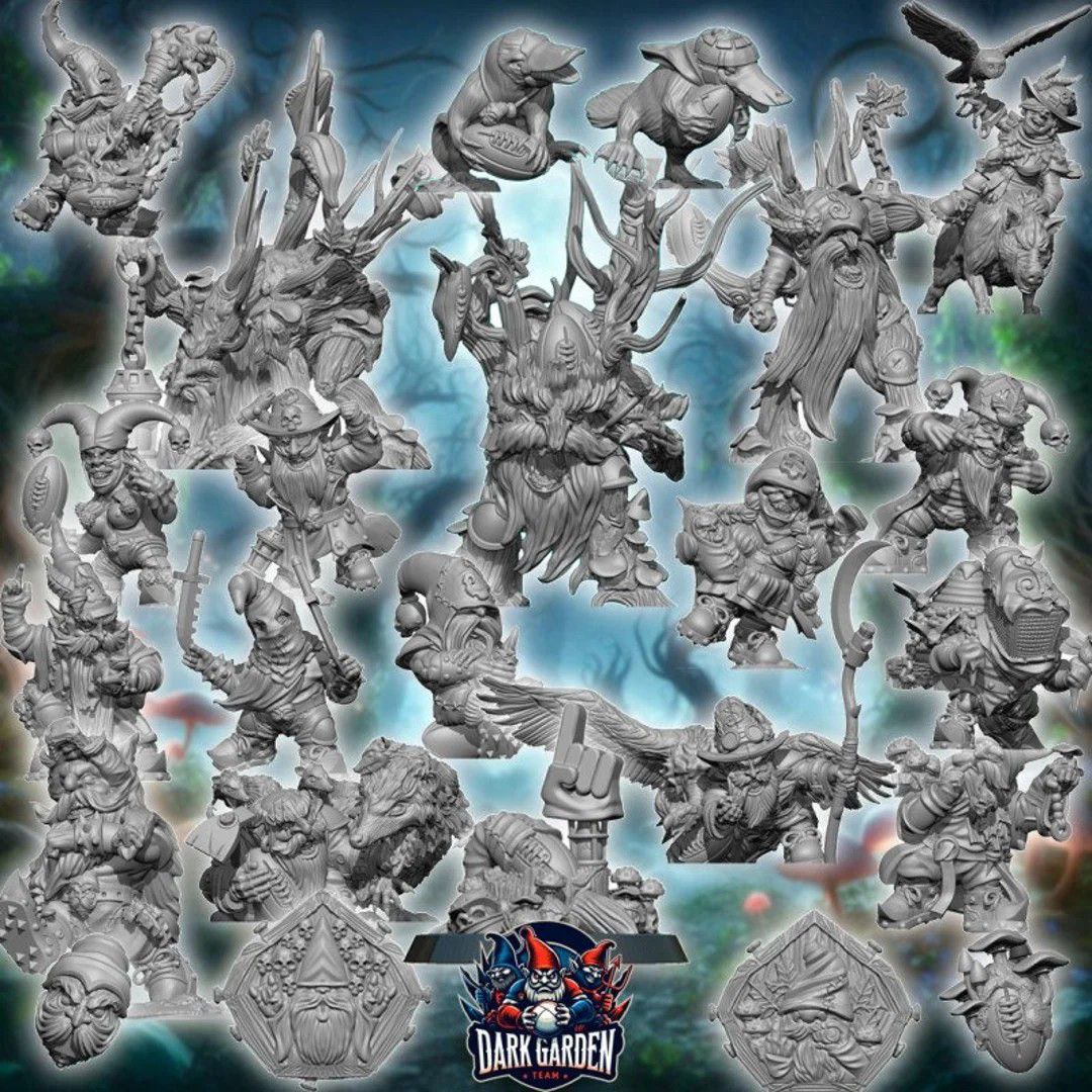 Dark garden Gnome Team for Fantasy Football Miniature Tabletop Game Rakovendetta