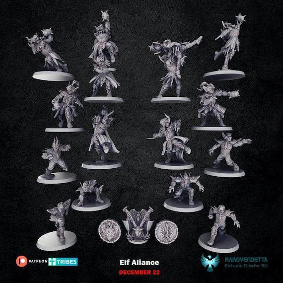 Elf Alliance Elves Alliance Team for Fantasy Football Miniature Tabletop Game Rakovendetta