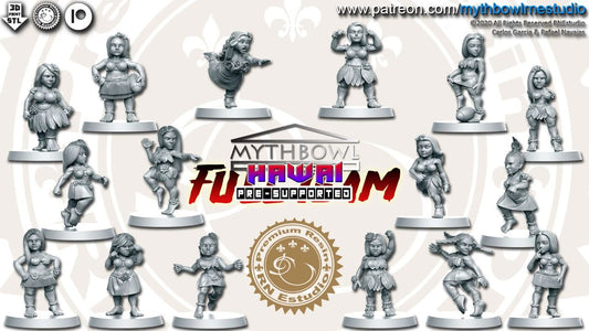 Hawai Dwarf Team for Fantasy Football Miniature Tabletop Game Mythbowl RN Estudio