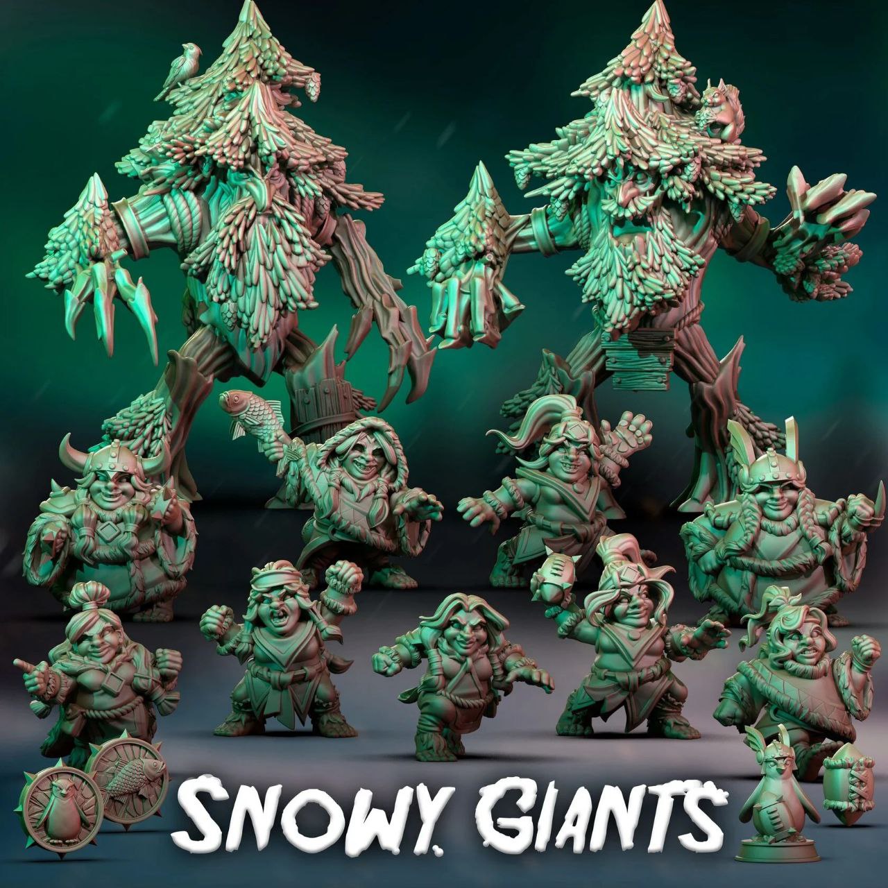 Snowy Giants Halfling Team for Fantasy Football Miniature Tabletop Game Punga Miniatures
