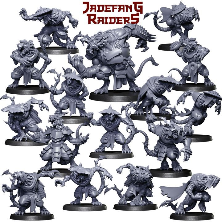 Jadefangs Riders Ratmen Team for fantasy football miniature tabletop game Punga Miniatures - TheMajorLab