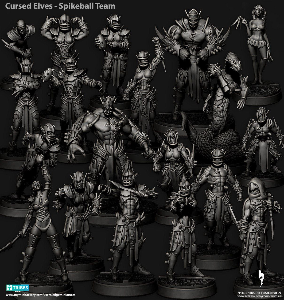 Spikeball Team Cursed Elves Dark Elves for Fantasy Football Miniature Tabletop Game Edge Miniatures