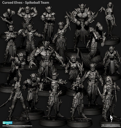 Spikeball Team Cursed Elves Dark Elves for Fantasy Football Miniature Tabletop Game Edge Miniatures