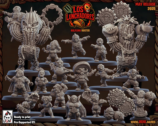 Lunchadores – Halfling Blood Fantasy Football Bowl Team (16 Miniatures, High Quality Resin, UGNI Miniatures)