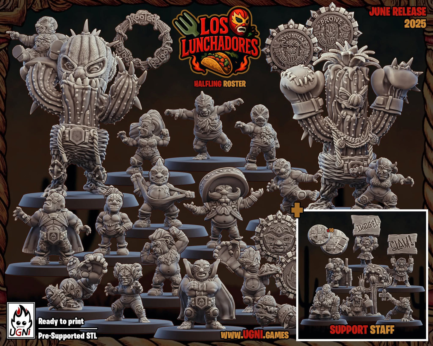 Lunchadores – Halfling Blood Fantasy Football Bowl Team (16 Miniatures, High Quality Resin, UGNI Miniatures)