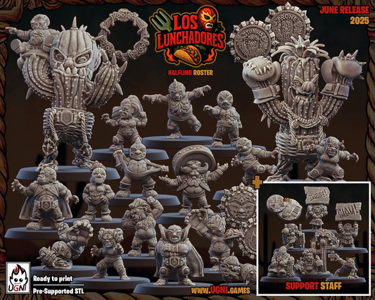 Lunchadores – Halfling Blood Fantasy Football Bowl Team (16 Miniatures, High Quality Resin, UGNI Miniatures)