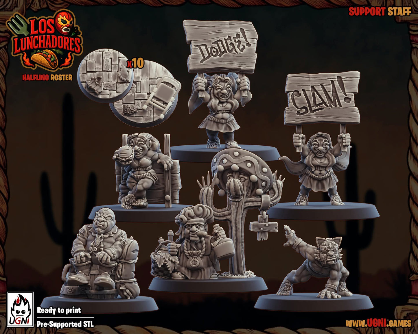 Lunchadores – Halfling Blood Fantasy Football Bowl Team (16 Miniatures, High Quality Resin, UGNI Miniatures)
