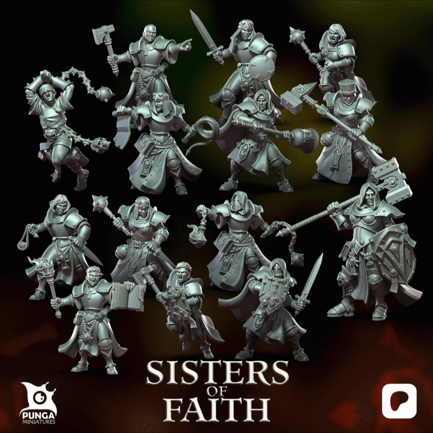 The Sisters of Faith mordheim warband - modular miniatures. High Quality DnD Miniatures Wargaming Pathfinder Punga - TheMajorLab