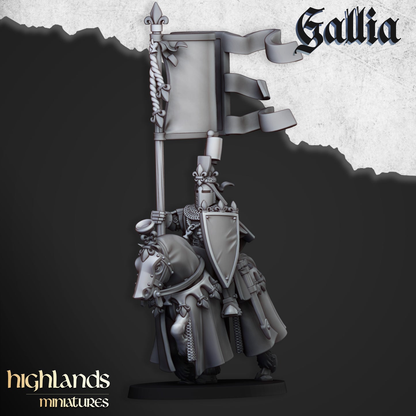 Royal Knights of Gallia – Bretonnian-Style Cavalry Miniatures by Highlands Miniatures | 3D Printed for Fantasy Battles & Skirmish Wargames