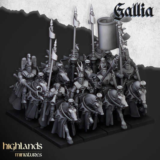 Royal Knights of Gallia – Bretonnian-Style Cavalry Miniatures by Highlands Miniatures | 3D Printed for Fantasy Battles & Skirmish Wargames