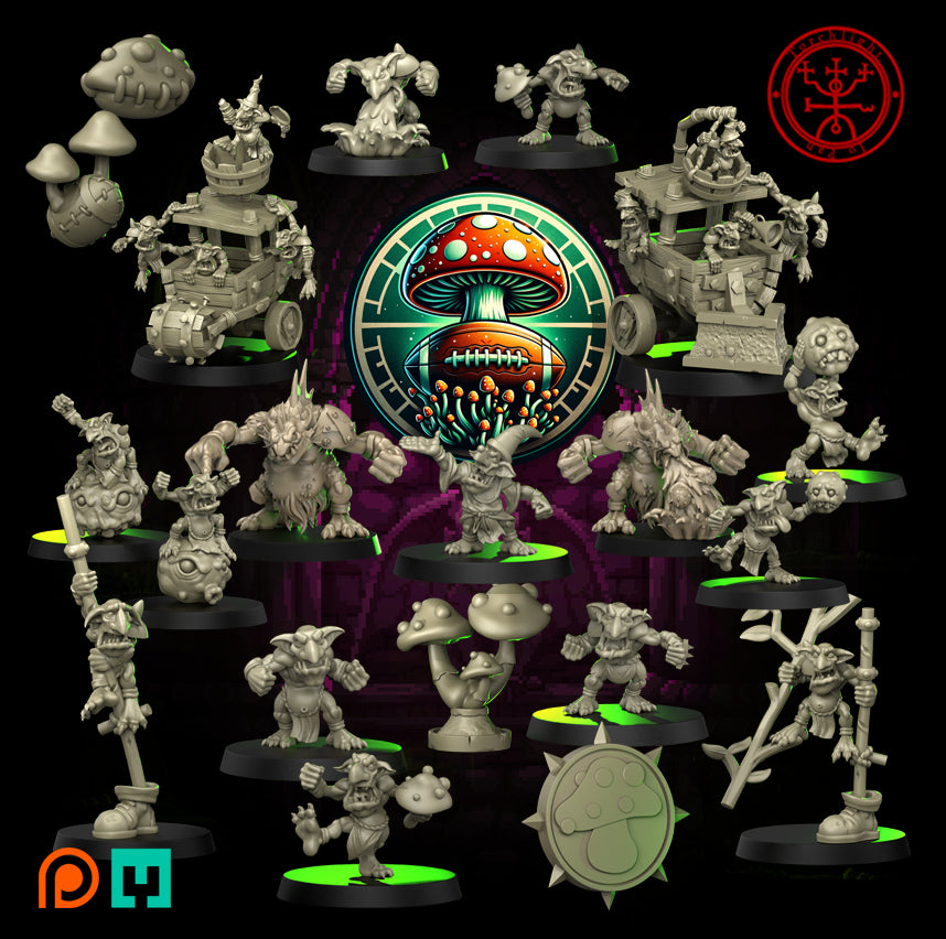 Shrooms of Doom Team - 17 High-Quality 3D Print Snotling Miniatures | Blood Fantasy Football Bowl | Torchlight Models