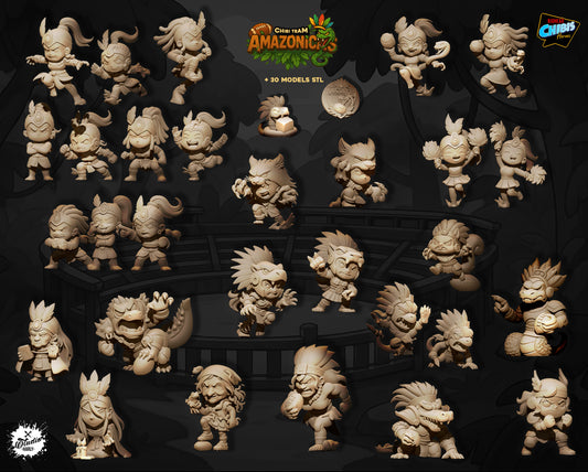 Chibi Amazons – Amazon Fantasy Football Team – High Quality Resin Miniatures – Big Head Chibi