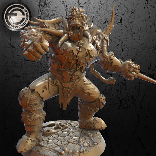 VARAAAHG Orc Star Player | Orc Team | Fran Cantos Designs | 32mm Fantasy Football Miniature | Resin Big Guy with Base