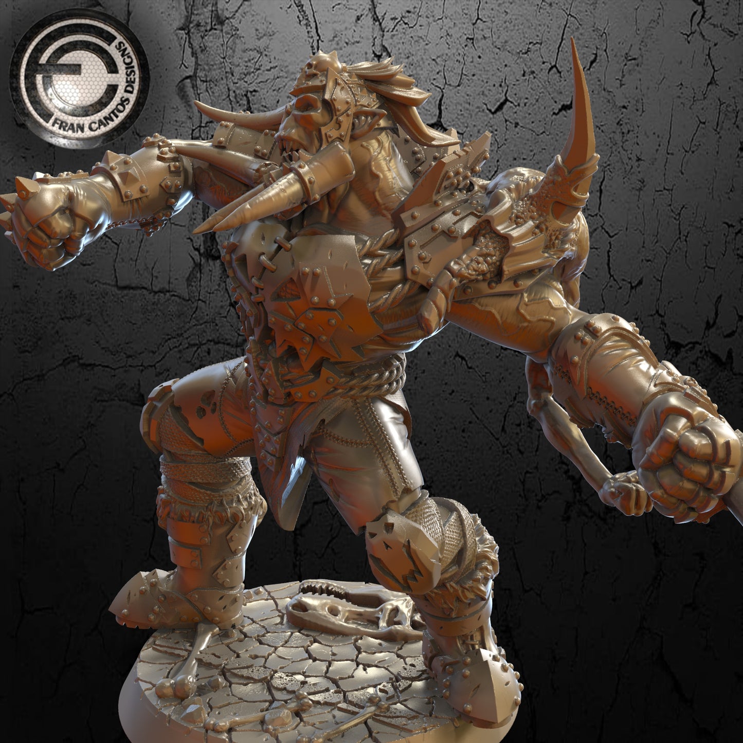 VARAAAHG Orc Star Player | Orc Team | Fran Cantos Designs | 32mm Fantasy Football Miniature | Resin Big Guy with Base