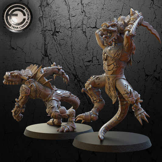 DRYBB AND DROOL Lizard Star Players | Lizard Team | Fran Cantos Designs | 32mm Fantasy Football Miniatures | Resin Duo with Bases
